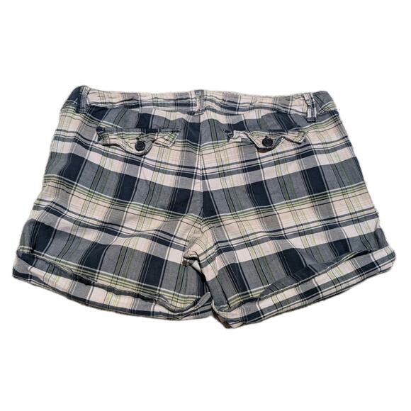 Abercrombie & Fitch Madras Shorts Size 8 Stretch Blue Brown Preppy - Picture 2 of 3